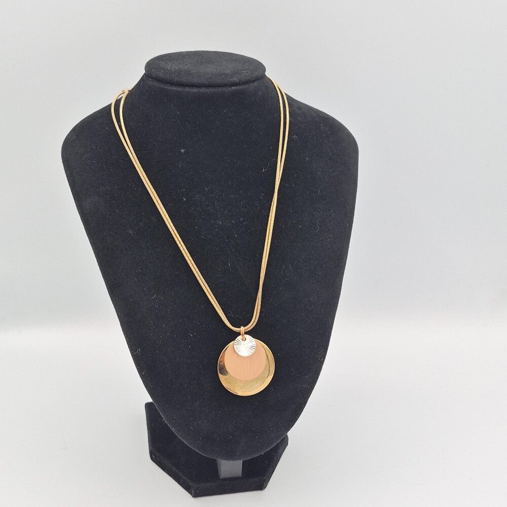 Liz Clairborne Double Strand Adjustable Necklace Gold Toned Mixed Metal
